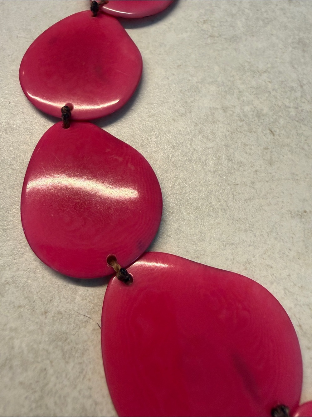 Tagua Fuschia Pink Statement Adjustable Leather Necklace - Picture 2 of 3